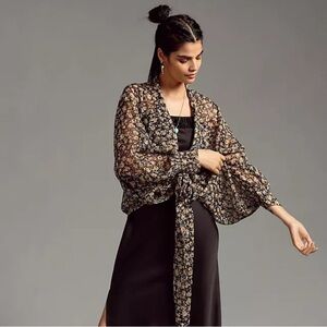 NWT | Pilcro by Anthropologie | Sheer Floral Tie-Front Blouse | OSFM